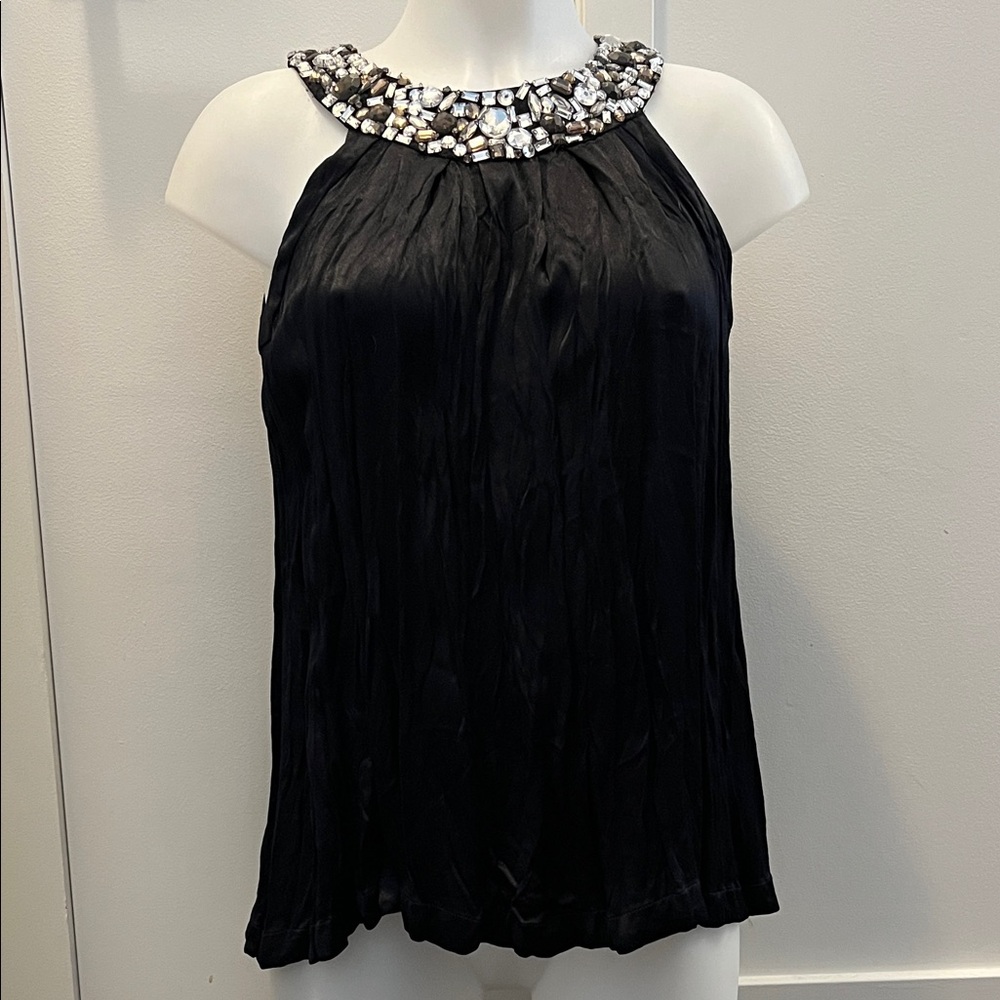 French connection sleeveless Black Women's Top with beaded neckline